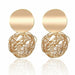 Geometric Big Round Clip Earrings Gold Silver Plated Hollow Fashion Women jewelry