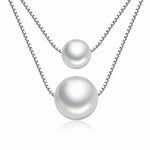 New Fashion Double Layer Pearl Pendant Necklace Silver 925 Jewelry For Women