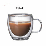 Double Wall Glass Coffee Tea Cups Heat Resistant Transparent Mug