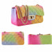 Women Jelly Chain Bag Ladies Rainbow PVC Bag Shoulder Handbag