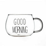 Letter Printed Transparent Cup Creative Glass Coffee Tea Milk Mug