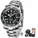 Luxury Men Mechanical Wristwatch Sapphire Glass Stainless Steel GMT Brand Men Watches