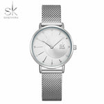 Women Fashion Mesh Stainless Steel Watchband Casual Wristwatch