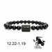 Black Stone Beads Couple Bracelets Men Women Fashion Jewelry