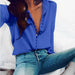 Fashion Solid Color Ladies Tops Sexy Buttons Long sleeve Women Chiffon Shirt