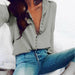 Fashion Solid Color Ladies Tops Sexy Buttons Long sleeve Women Chiffon Shirt