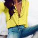 Fashion Solid Color Ladies Tops Sexy Buttons Long sleeve Women Chiffon Shirt