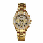 Women Fashion Luxury Watches Roman Numerals Gold Ladies Wristwatch
