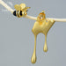 925 Sterling Silver Handmade Fine Jewelry 18K Gold Bee & Dripping Honey Stud Earrings