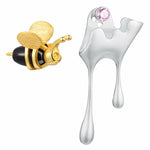 925 Sterling Silver Handmade Fine Jewelry 18K Gold Bee & Dripping Honey Stud Earrings