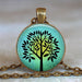 Tree Of Life Glass Cabochon Statement Necklace & Pendant Jewelry Vintage Charm Chain Choker Steampunk Jewelry Gift for Women