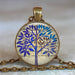 Tree Of Life Glass Cabochon Statement Necklace & Pendant Jewelry Vintage Charm Chain Choker Steampunk Jewelry Gift for Women