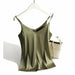 Spaghetti Strap Top Women Halter V Neck Cami Sleeveless Satin Silk Tank Tops