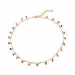 Stone Chain Gold Necklace Charming Colorful for Women