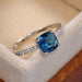 Square Blue Series Stone Women Rings Minimalist Elegant Engagement Jewelry Rings