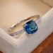 Square Blue Series Stone Women Rings Minimalist Elegant Engagement Jewelry Rings