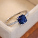 Square Blue Series Stone Women Rings Minimalist Elegant Engagement Jewelry Rings