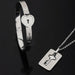 Concentric Lock Key Titanium Steel Jewelry Bracelet Necklace Couple Sets