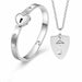Concentric Lock Key Titanium Steel Jewelry Bracelet Necklace Couple Sets