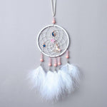 Dream Catcher Feather Ornaments Lace Ribbons Feathers Wrapped Lights Room Decor