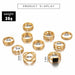 Luxury Shiny Gold Rings Set Women Men Geometric Fashion Jewelry