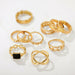 Luxury Shiny Gold Rings Set Women Men Geometric Fashion Jewelry