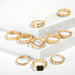 Luxury Shiny Gold Rings Set Women Men Geometric Fashion Jewelry