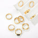 Luxury Shiny Gold Rings Set Women Men Geometric Fashion Jewelry