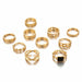 Luxury Shiny Gold Rings Set Women Men Geometric Fashion Jewelry