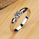 Luxury Small Round Stone Rings 925 Sterling Silver Crystal Rings Fashion Jewelry