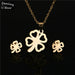 Gold Plated Bear Heart Snowflake Shape Stainless Steel Earrings Pendant Necklace Jewelry Set