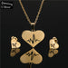 Gold Plated Bear Heart Snowflake Shape Stainless Steel Earrings Pendant Necklace Jewelry Set