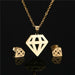 Gold Plated Bear Heart Snowflake Shape Stainless Steel Earrings Pendant Necklace Jewelry Set