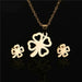 Gold Plated Bear Heart Snowflake Shape Stainless Steel Earrings Pendant Necklace Jewelry Set