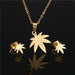 Gold Plated Bear Heart Snowflake Shape Stainless Steel Earrings Pendant Necklace Jewelry Set