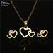 Gold Plated Bear Heart Snowflake Shape Stainless Steel Earrings Pendant Necklace Jewelry Set