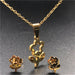 Gold Plated Bear Heart Snowflake Shape Stainless Steel Earrings Pendant Necklace Jewelry Set