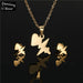 Gold Plated Bear Heart Snowflake Shape Stainless Steel Earrings Pendant Necklace Jewelry Set