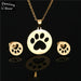 Gold Plated Bear Heart Snowflake Shape Stainless Steel Earrings Pendant Necklace Jewelry Set