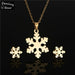 Gold Plated Bear Heart Snowflake Shape Stainless Steel Earrings Pendant Necklace Jewelry Set