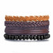 Vintage Black Bead Bracelets Men Fashion Multilayer Leather Bracelet