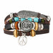 Vintage Black Bead Bracelets Men Fashion Multilayer Leather Bracelet