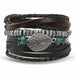 Vintage Black Bead Bracelets Men Fashion Multilayer Leather Bracelet