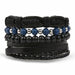Vintage Black Bead Bracelets Men Fashion Multilayer Leather Bracelet