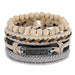 Vintage Black Bead Bracelets Men Fashion Multilayer Leather Bracelet