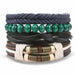 Vintage Black Bead Bracelets Men Fashion Multilayer Leather Bracelet