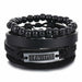 Vintage Black Bead Bracelets Men Fashion Multilayer Leather Bracelet