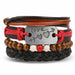 Vintage Black Bead Bracelets Men Fashion Multilayer Leather Bracelet