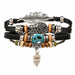 Vintage Black Bead Bracelets Men Fashion Multilayer Leather Bracelet