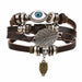 Vintage Black Bead Bracelets Men Fashion Multilayer Leather Bracelet